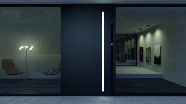 Design trifft Technik: Im Profilsystem der Schüco Design Edition schaffen die beleuchtete Griffmulde und das integrierte Türkommunikationssystem ein harmonisches und elegantes Design. Design trifft Technik: Im Profilsystem der Schüco Design Edition schaffen die beleuchtete Griffmulde und das integrierte Türkommunikationssystem ein harmonisches und elegantes Design.