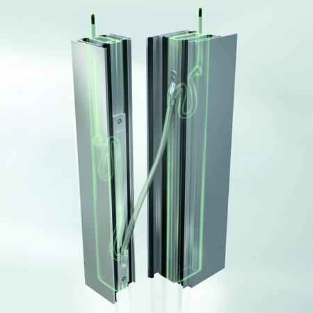 Der 5-Kammer-Profilaufbau der Schüco AD UP bietet höchste Stabilität und unterstützt die Kabelführung für eine intelligente Türkommunikation und Zutrittskontrolle. 