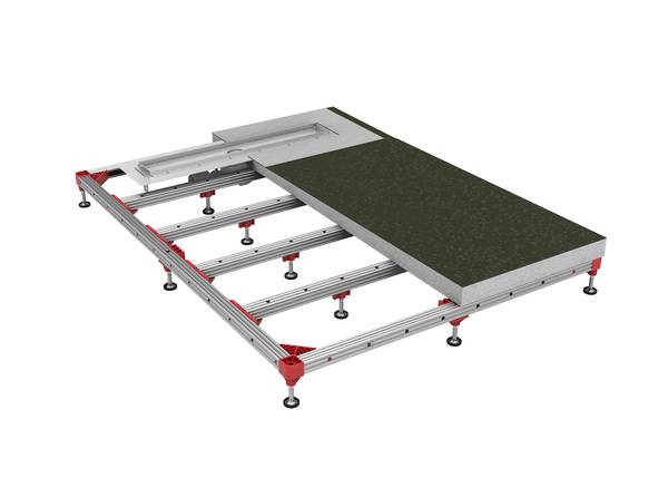 Eine wesentliche Neuerung beim Duschboden-System ACO ShowerFloor ist das integrierte Gefälle