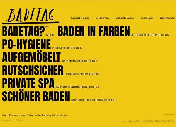 Mit dem Aufruf zum Liken, Kommentieren und Teilen schickt die VDS ihren neuen Podcast „Badetag“ an den Start. Einfach mal reinhören: www.badetag.online Mit dem Aufruf zum Liken, Kommentieren und Teilen schickt die VDS ihren neuen Podcast „Badetag“ an den Start. Einfach mal reinhören: www.badetag.online
