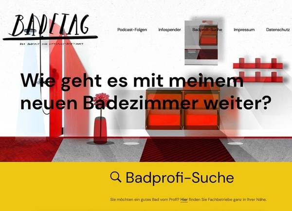 Interessierte finden auf der Homepage www.badetag.online neben den Podcast-Folgen noch weiterführende Informationen und Produkthinweise zu den jeweiligen Themenblöcken. Außerdem im Programm: eine Badprofi-Suche.