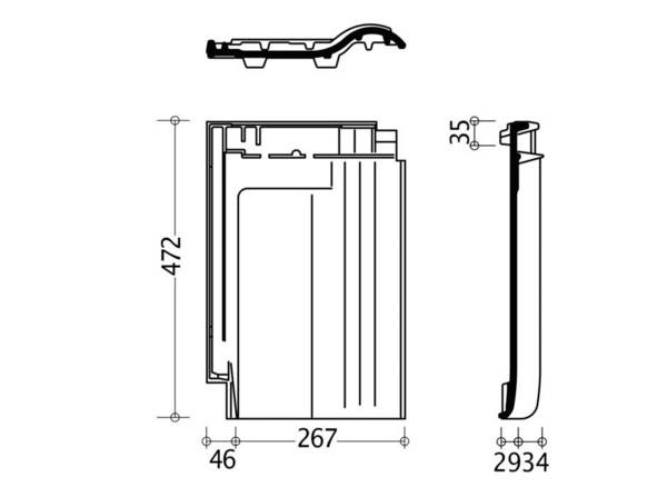 Regensicherheit: Die Zeichnung zeigt die aufwendigen Verfalzungen in den Überdeckungsbereichen des Dachziegels.