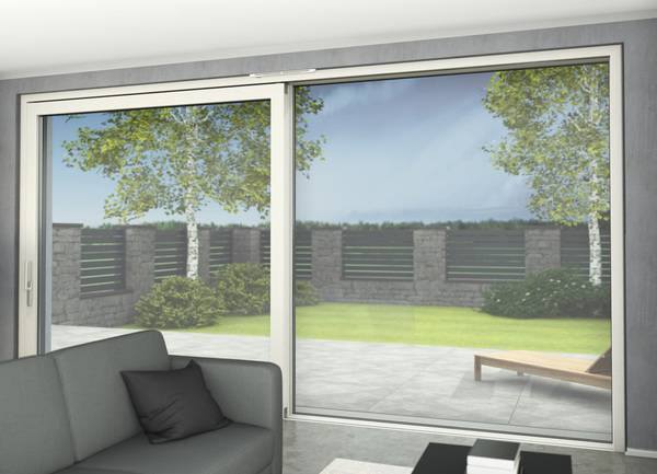 Der feuchtegeführte Lüfter AEROMAT flex HY eignet sich auch für den Einsatz mit Hebe-Schiebe-Elementen. 