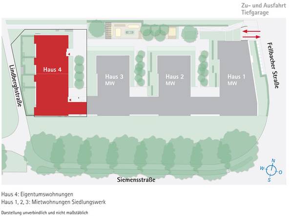 „Ein zur Straße hin geschlossener Baukörper, der sich zur Grünfläche wie ein Kamm in vier einzelne Bauelemente aufteilt“, so die Idee des neuen Wohnquartiers, welches das Stuttgarter Siedlungswerk aktuell für 17 Millionen Euro in Fellbach errichtet. 