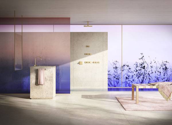 Die neuen Oberflächen – hier: Messing gebürstet – unterstreichen ihre harmonische Form und fügen sich perfekt in naturnah anmutende Architekturkonzepte.