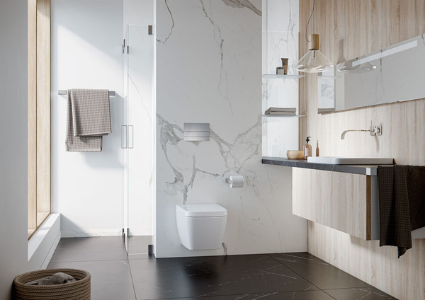 Identisches Design bei unterschiedlicher Anwendung: Nur die Drehregler für die Duschfunktion ...