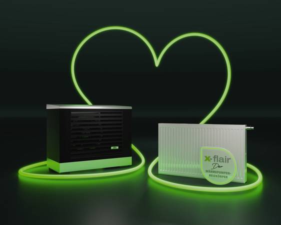 NEU: Der Wärmepumpen-Heizkörper x-flair vereint die bekannte x2-Technologie mit einem intelligenten Lüftersystem. Durch die maximale Wärmeabgabe ist x-flair optimal geeignet für Wärmeerzeuger im Niedertemperaturbereich, wie Wärmepumpen.