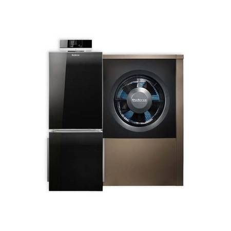 Ein starkes Team für die Modernisierung: das Buderus Öl-Brennwert-Hybridsystem Logano plus KBH195i mit dem Öl-Brennwertkessel Logano plus KB195i und der Wärmepumpe Logatherm WLW196i-6 A H.