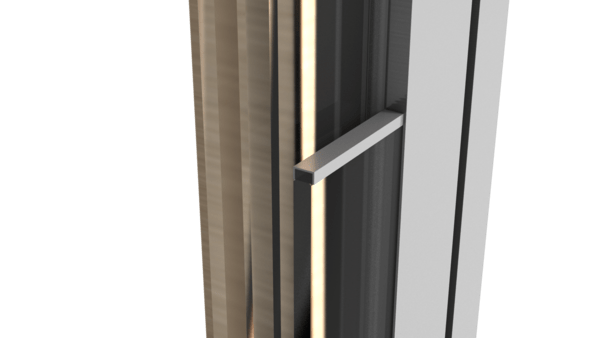 Detailansicht der rahmenintergierten Absturzsicherung im Blendrahmen.