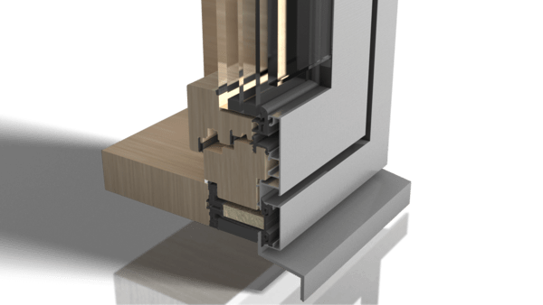 Detailansicht der modernen Architektur und sicheren, transparenten Absturzsicherung aus Glas.