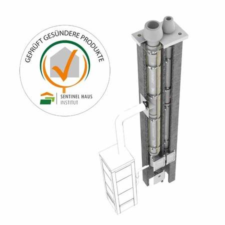 Die Schornsteinsysteme von Erlus mit Edelkeramik-Innenrohren und Leichtbetonmantelsteinen sind vom Sentinel-Haus-Institut für den Einsatz in gesünderen Gebäuden empfohlen. 