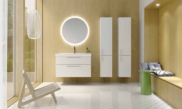 Besonders in Kombination mit den neuen, kreisrunden LED-Leuchtspiegeln entsteht ein stimmiges, stilvolles Gesamtbild