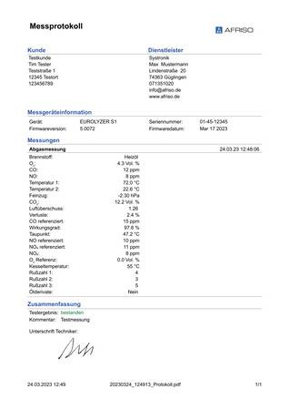 Digitalisierung leicht gemacht: In Verbindung mit der kostenfreien App EuroSoft® connect lassen sich professionelle und normgerechte PDF-Protokolle erstellen. 