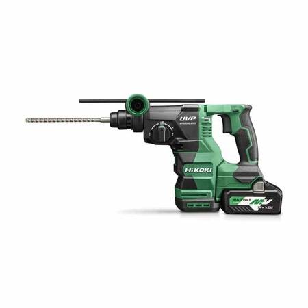 Die Akku-Bohrhämmer von HiKOKI sind besonders für harte Materialien geeignet. Mit einer maximalen Schlagenergie von 3,2 Joule bohren die 36-Volt Modelle Löcher bis 28 Millimeter und die 18-Volt Modelle bis 26 Millimeter in Beton.