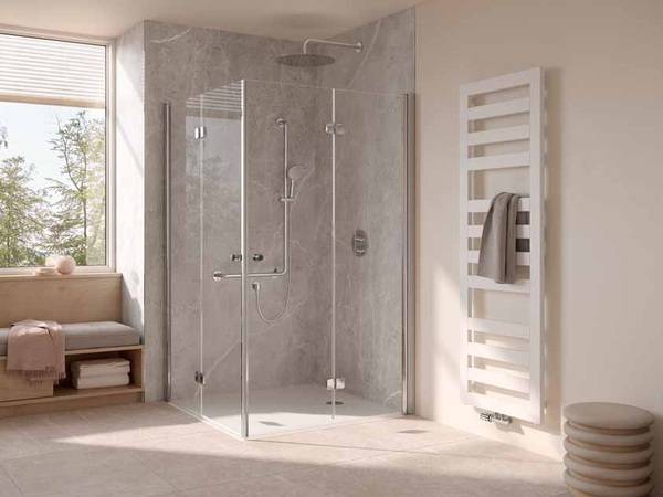 Für die nötige Sicherheit in Duschkabinen sorgen die Stützgriffe Solida. 