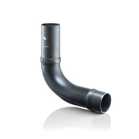 Der BottomTurn Bogen ist mit einem integrierten Strömungsteiler ausgestattet. Dieser leitet das Wasser gezielt als Schichtenströmung in die Horizontale. Dadurch bleibt die durchgehende Luftsäule erhalten.