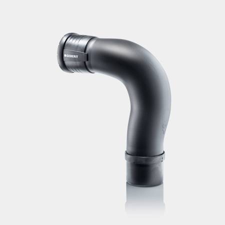 Der Geberit Silent-Pro BackFlip Bogen überführt die Schichtenströmung in eine Ringströmung, ohne dass ein hydraulischer Abschluss entsteht. 