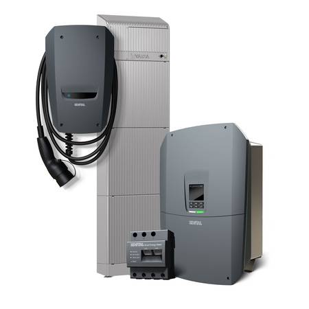 ALT-Text: „Graue Ladestationen und Wechselrichter für Elektrofahrzeuge mit angeschlossenen Kabeln und digitalen Displays, geeignet für energieeffiziente Gebäudetechniklösungen und nachhaltige Infrastrukturprojekte.