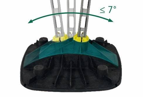 Bis zu sieben Grad Dachneigung gleicht der Walraven Yeti® 480 Montagefuß aus.