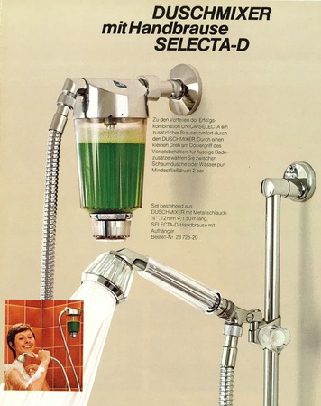 Werbung für den Duschmixer mit der Handbrause Selecta.