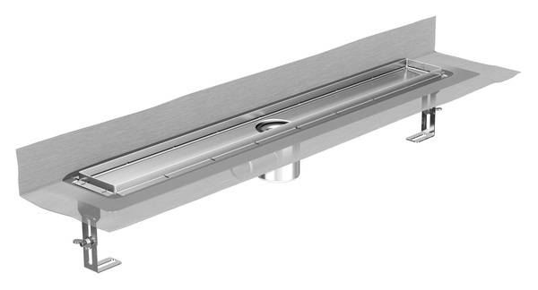 ACO ShowerDrain E+, hier mit Wandaufkantung und Anschluss DN 50.