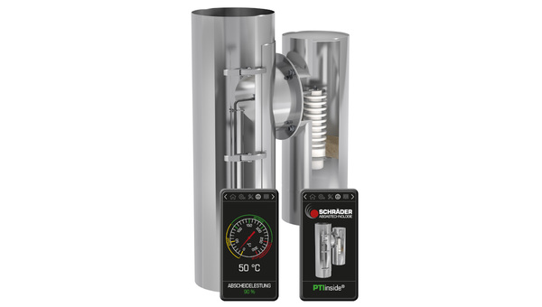 Schräder: Partikelfilter PTInside mit WLAN-Steuerung für Holzfeuerungsanlagen