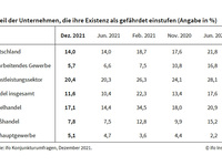 ifo Institut: 14 Prozent der Unternehmen sehen sich in ihrer Existenz bedroht