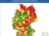 Der Strompreis-Atlas zeigt die aktuellen Stromkosten für Bundesländer, Landkreise und Städte in Deutschland an.