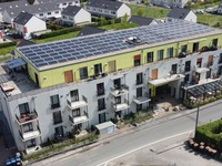 Dieses Mehrfamilienhaus mit 56 Wohnungen wurde in nur acht Monaten gebaut. Es wird komplett mit Infrarotheizungen beheizt.