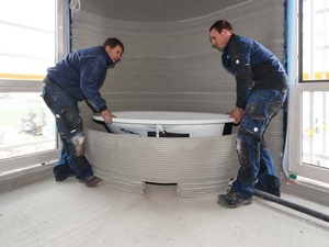 Erstes gedrucktes Wohnhaus setzt im Bad auf Bette