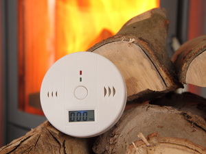 Co Melder vor einem Kamin