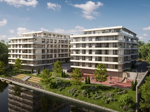 Zum Zeitpunkt der Machbarkeitsstudie gab es für das Werftquartier am Rhein lediglich eine grobe Planung von sieben Mehrfamilienhäusern, einem Büroturm und einem Hotel.