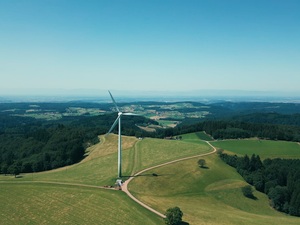 Windenergieanlage in Freiamt, Südbaden.