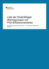 BEG EM - Liste der förderfähigen Wärmepumpen mit Prüf-/Effizienznachweis